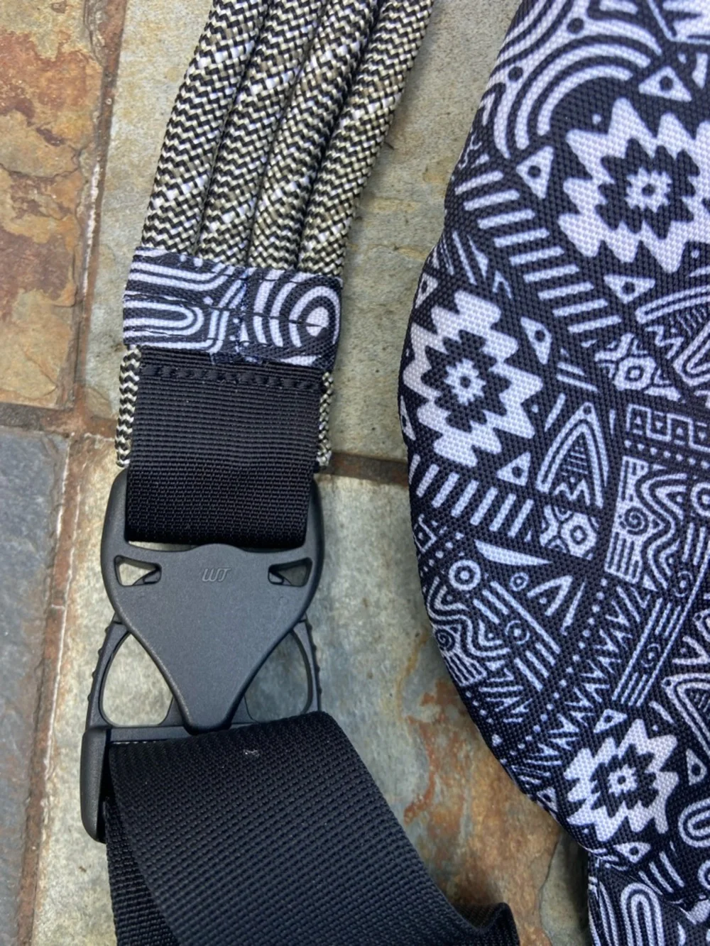 Kavu Backpack Sling Back Black‎ White Abstract